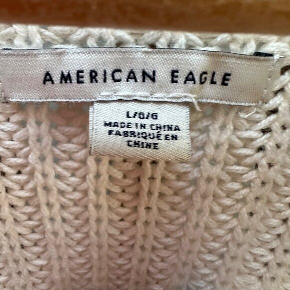 NWOT American Eagle Cropped Pullover Cream Cable Knit Sweater Boho Gorpcore LG - Picture 5 of 5
